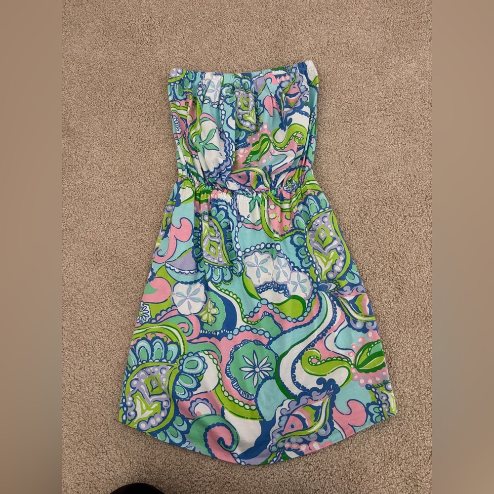 Lilly Pulitzer Windsor Strapless Jersey Dress cotton XXS. Colorful
